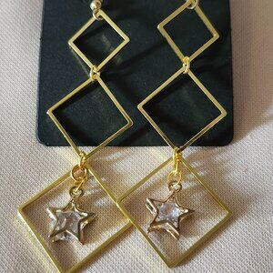 Celestial Star with Layered Geometric Design Earrings